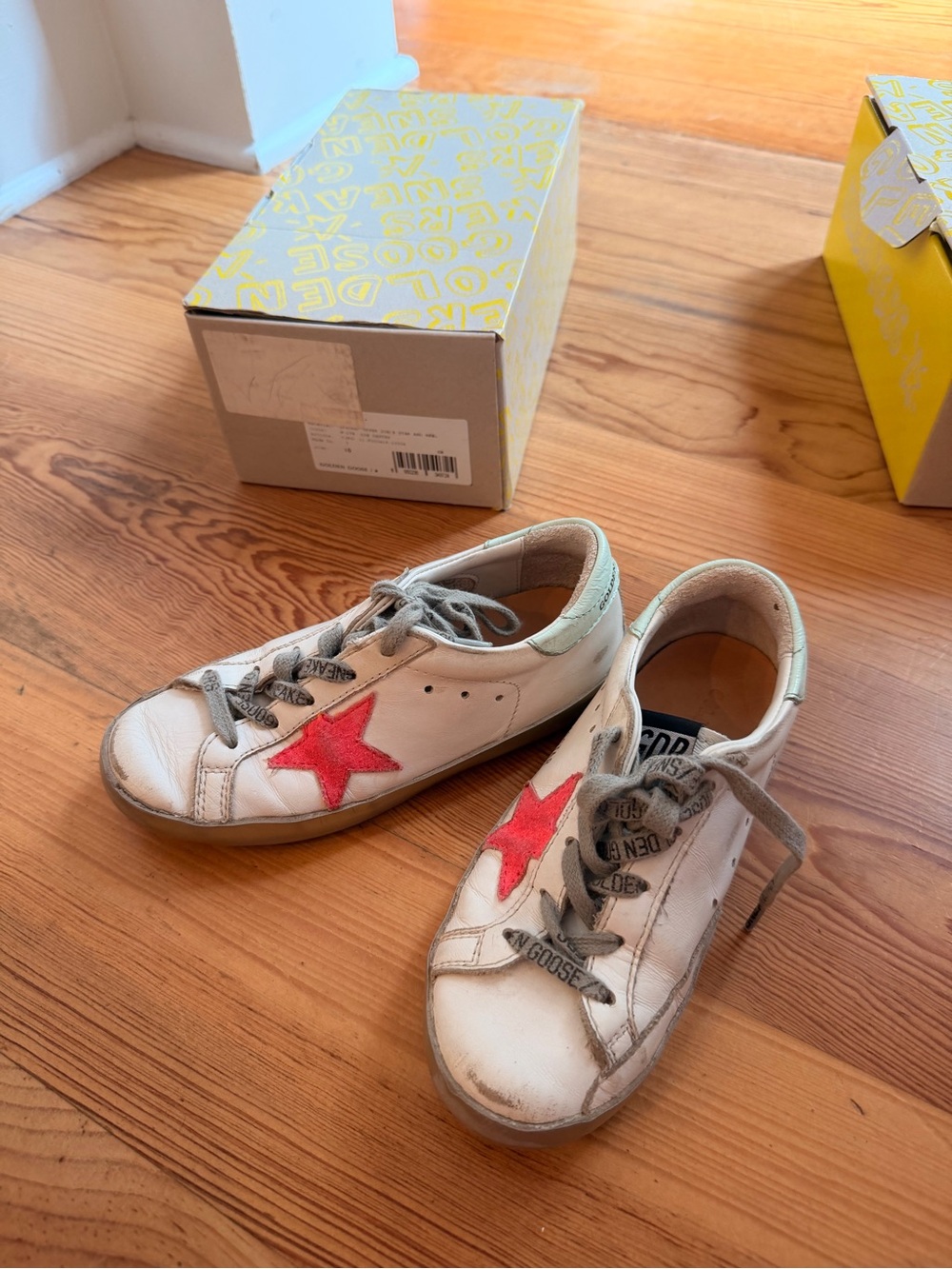 Golden Goose Kids White Sneakers with Red Star